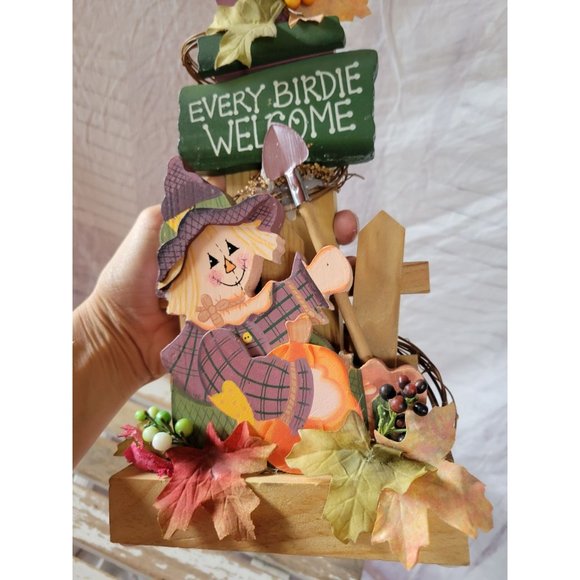 Halloween fall scarecrow country folk art birdhouse fall decor home kitchen - Picture 8 of 8